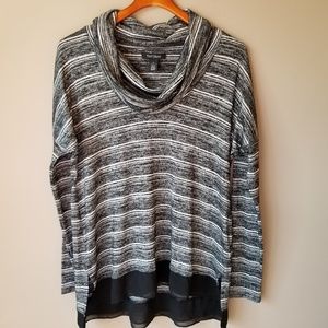 WHBM | Black and White Cowl Neck Tunic